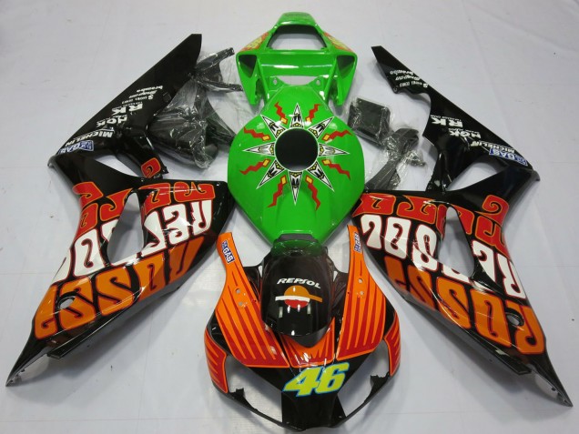 Comprar Carenados Moto Honda CBR1000RR 2006-2007 - Verde Naranja Negro Brillante Rossi 46