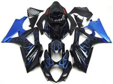 Comprar Carenados Moto Suzuki GSXR 1000 2007-2008 - Negro Brillante Azul Llama
