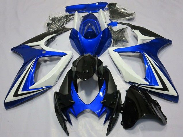 Comprar Carenados Moto Suzuki GSXR 600 / GSXR 750 2006-2007 - Blanco Azul Negro Brillante Raya