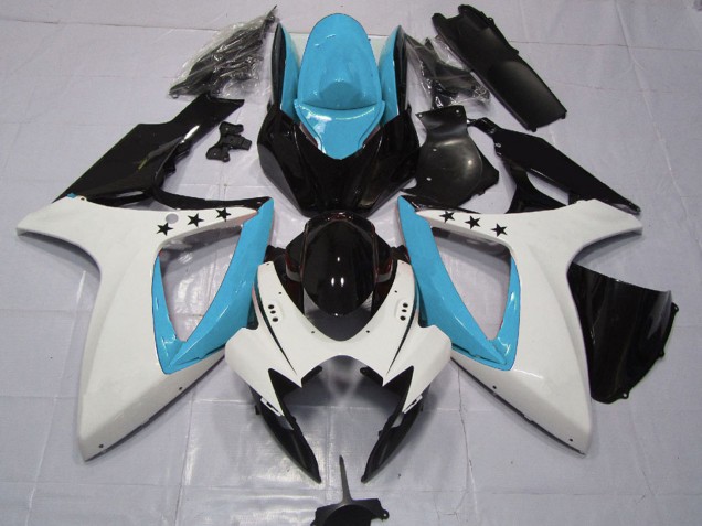 Comprar Carenados Moto Suzuki GSXR 600 / GSXR 750 2006-2007 - Azul Claro Blanco Negro Brillante Estrella