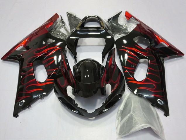 Comprar Carenados Moto Suzuki GSXR 600 / GSXR 750 2001-2003 - Negro Brillante Rojo Llama
