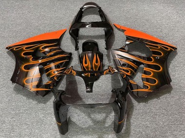 Comprar Carenados Moto Kawasaki ZX6R 2000-2002 - Negro Brillante Naranja Llama
