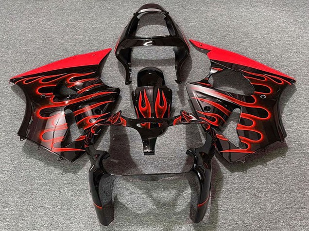 Comprar Carenados Moto Kawasaki ZX6R 2000-2002 - Negro Brillante Rojo Llama