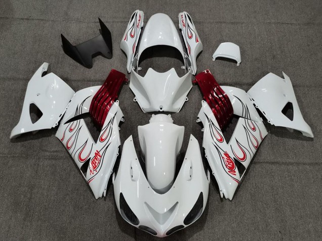 Comprar Carenados Moto Kawasaki ZX14R 2006-2011 - Blanco Rojo Llama