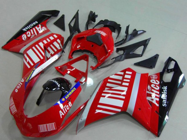 Comprar Carenados Moto Ducati 848 1098 1198 2007-2014 - Plata Rojo Negro Brillante Alice Sandisk