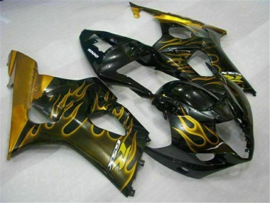 Comprar Carenados Moto Suzuki GSXR 1000 2003-2004 - Negro Brillante Oro Llama