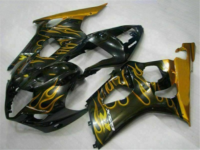 Comprar Carenados Moto Suzuki GSXR 1000 2003-2004 - Negro Brillante Oro Llama