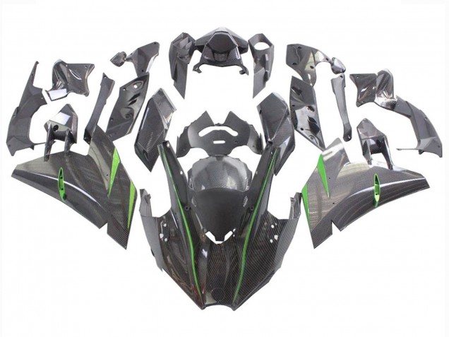 Comprar Carenados Moto Kawasaki Ninja H2 2015-2022 - Negro FibraCarbono Verde