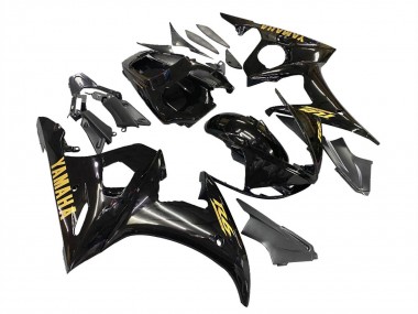 Comprar Carenados Moto Yamaha YZF R6 2003-2004 - Negro Brillante Oro Calcomanías