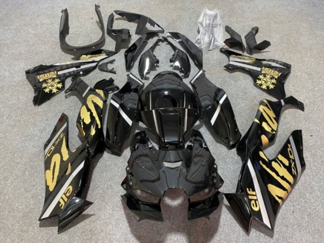 Comprar Carenados Moto Kawasaki ZX10R 2021-2025 - Negro Brillante Oro Elf Nieve