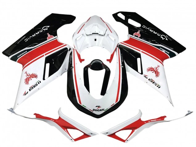 Comprar Carenados Moto Ducati 1198 2007-2014 - Blanco Rojo Negro Brillante