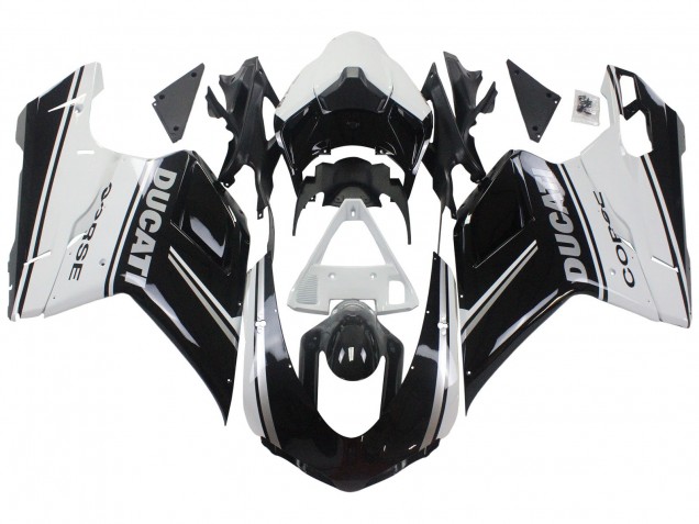 Comprar Carenados Moto Ducati 848/1098/1198 2007-2014 - Blanco Negro Brillante Corse