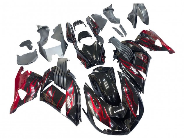 Comprar Kits Carenado Moto Kawasaki ZX14R ZZR1400 2006-2011 - Negro Brillante Rojo Llama