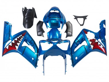 Comprar Carenados Moto Kawasaki ZX6R 2003-2004 - Azul Blanco Rojo Tiburón