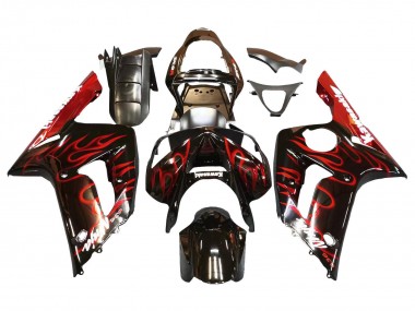 Comprar Carenados Moto Kawasaki ZX6R 2003-2004 - Negro Brillante Rojo Llama