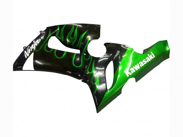 Comprar Carenado Moto Kawasaki ZX6R 2005-2006 - Negro Brillante Verde Llama