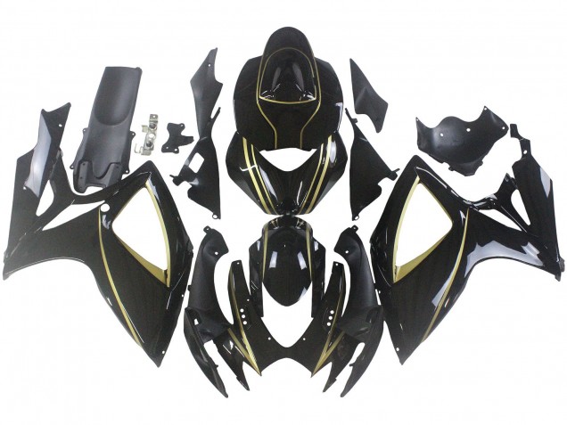 Comprar Carenados Moto Suzuki GSXR 600 / GSXR 750 2006-2007 - Negro Brillante Oro Raya
