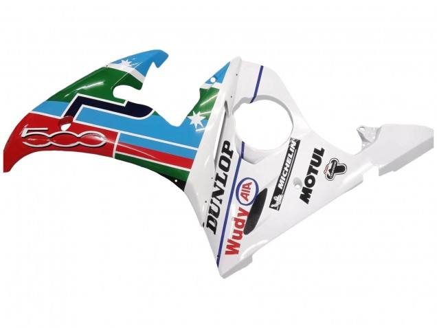Comprar Carenados Moto Yamaha YZF 600 R6 2005 - Azul Claro Blanco Verde Rojo Kastinee Dunlop Motul
