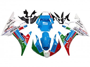 Comprar Carenados Moto Yamaha YZF 600 R6 2005 - Azul Claro Blanco Verde Rojo Kastinee Dunlop Motul