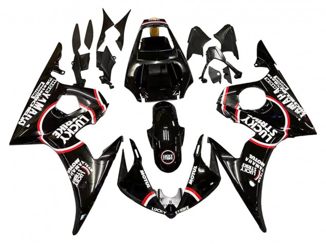 Comprar Carenados Moto Yamaha YZF 600 R6 2005 - Negro Brillante Blanco Lucky Strike Motul