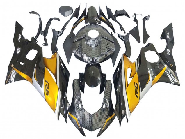 Comprar Carenados Moto Yamaha YZF 600 R6 2017-2023 - Oro Negro FibraCarbono