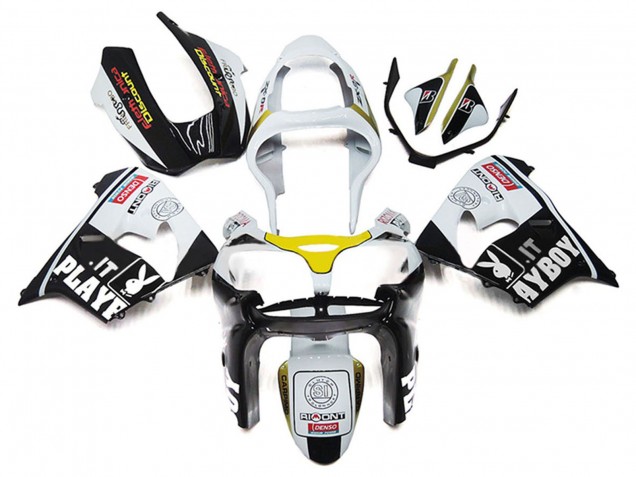 Comprar Carenados Moto Kawasaki ZX9R 2000-2001 - Blanco Amarillo Negro Brillante Playboy
