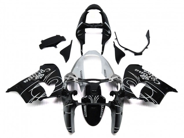 Comprar Carenados Moto Kawasaki ZX9R 2000-2001 - Negro Brillante Blanco Corona Extra