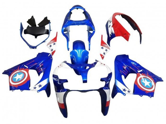 Comprar Carenados Moto Kawasaki ZX9R 2000-2001 - Azul Rojo Captain America Estrella
