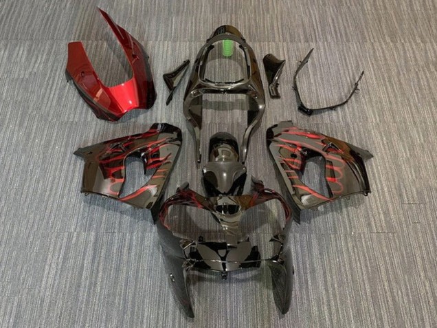 Comprar Carenados Moto Kawasaki ZX9R 2002-2003 - Negro Brillante Rojo Llama