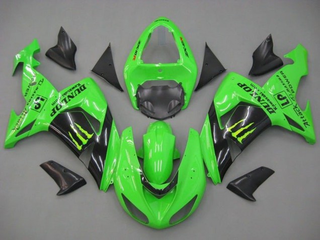 Comprar Carenados Moto Kawasaki ZX10R 2006-2007 - Verde Negro Brillante Monstruo Dunlop