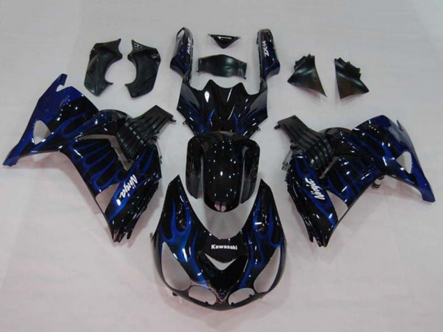 Comprar Carenados Moto Kawasaki ZX14R ZZR1400 2006-2011 - Negro Brillante Azul Llama