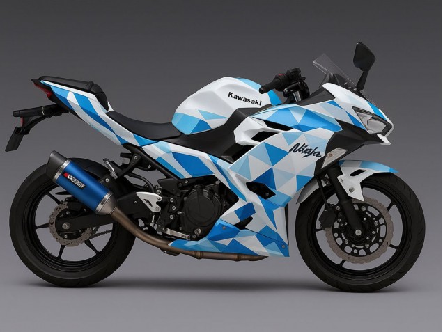 Comprar Carenados Moto Kawasaki Ninja 500 EX500R 2024-2026 - Blanco Azul Geométrico