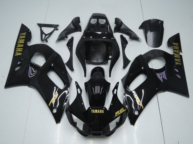 Comprar Carenados Moto Yamaha YZF R6 1998-2002 - Negro Brillante Oro Calcomanías