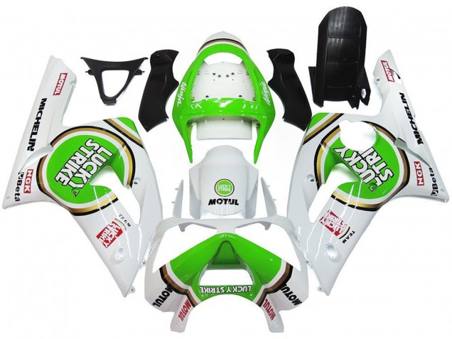 Comprar Carenados Moto Kawasaki ZX6R 2003-2004 - Blanco Verde Motul Lucky Strike