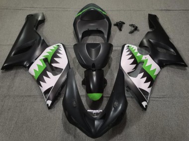 Comprar Carenados Moto Kawasaki ZX6R 2005-2006 - Negro Mate Blanco Verde Tiburón