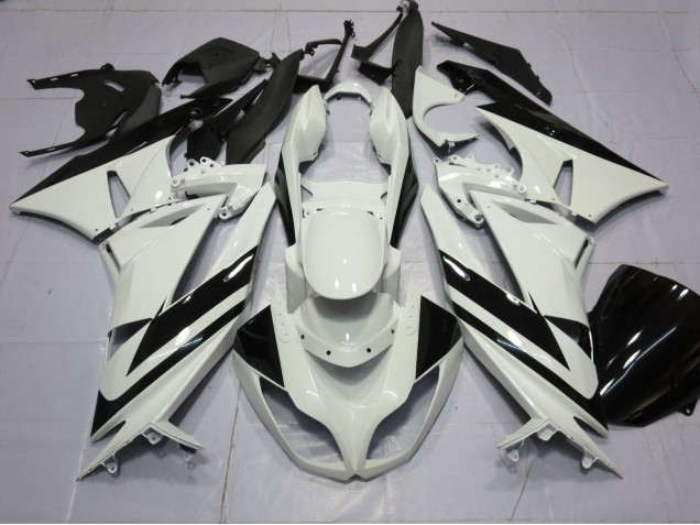 Comprar Carenados Moto Kawasaki ZX6R 2009-2012 - Blanco Negro Brillante Raya