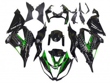 Comprar Carenados Moto Kawasaki ZX6R 2013-2018 - Negro Brillante Verde Blanco Honeycomb