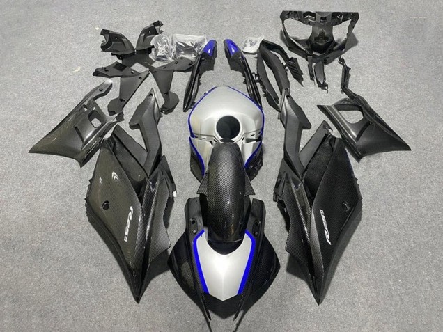Comprar Carenados Moto Yamaha YZF R3/R25 2019-2021 - Negro FibraCarbono Estilo Plata Azul