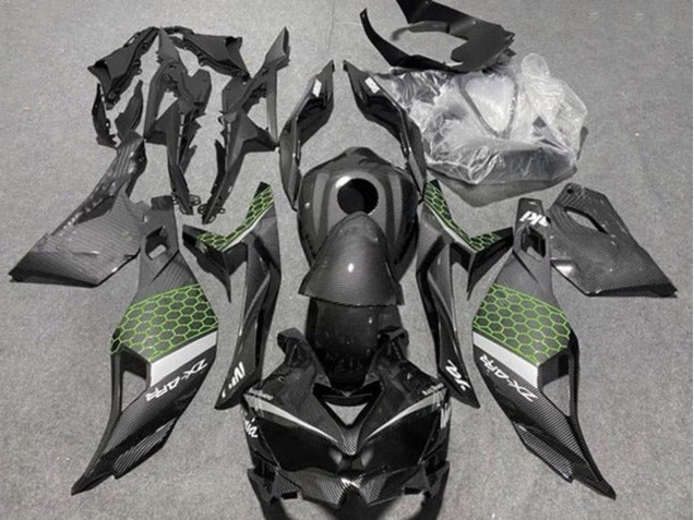 Comprar Carenados Moto Kawasaki ZX4R ZX-4RR 2019-2025 - Falso FibraCarbono Verde Gris