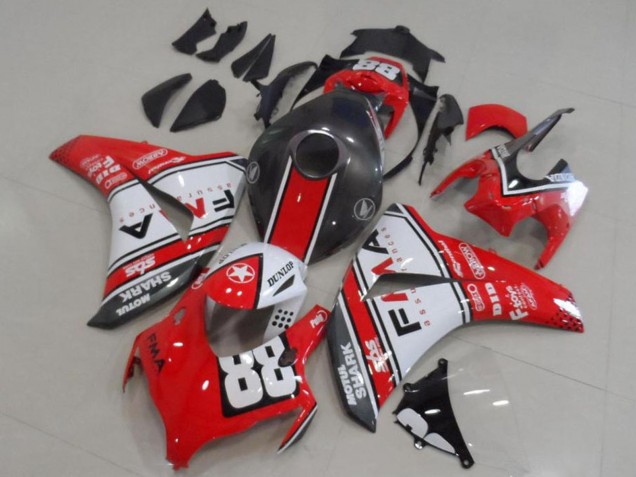 Comprar Carenados Moto Honda CBR1000RR 2008-2011 - Blanco Rojo Negro Mate Dunlop Fiamm 88