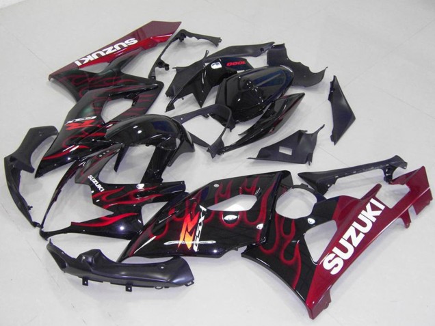 Comprar Carenados Moto Suzuki GSXR 1000 2005-2006 - Negro Brillante Rojo Llama