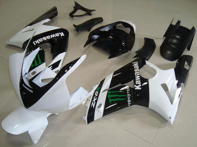 Comprar Carenados Moto Kawasaki ZX6R 2003-2004 - Blanco Negro Brillante Verde Monstruo