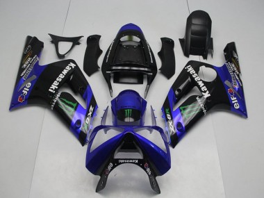 Comprar Carenados Moto Kawasaki ZX6R 2003-2004 - Negro Brillante Azul Verde Monstruo