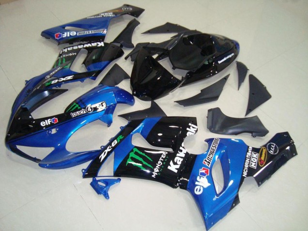 Comprar Carenados Moto Kawasaki ZX6R 2005-2006 - Azul Negro Brillante Verde Monstruo