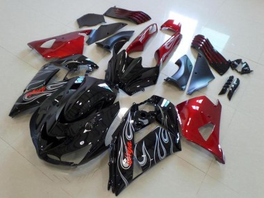 Comprar Carenados Moto Kawasaki ZX14R ZZR1400 2006-2011 - Rojo Negro Brillante Plata Llama