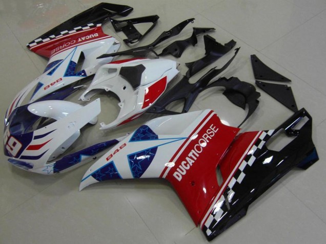 Comprar Carenado Moto Ducati 848 2007-2014 - Blanco Rojo Azul Negro Brillante Corse 69