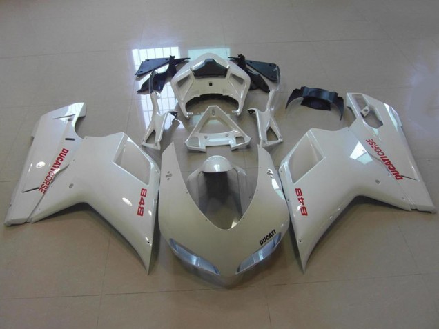 Comprar Carenados Moto Ducati 848 2007-2014 - Blanco Brillante Rojo Calcomanías