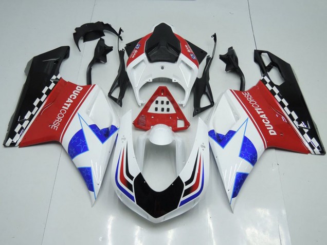 Comprar Carenados Moto Ducati 848 1098 1198 2007-2014 - Blanco Rojo Azul Negro Brillante Corse
