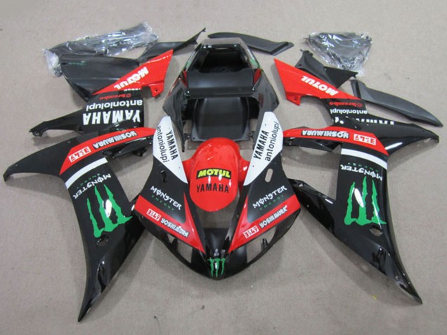 Comprar Carenados Moto Yamaha YZF R1 2002-2003 - Rojo Negro Brillante Blanco Verde Motul Monstruo