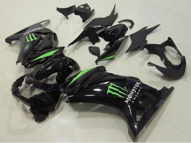 Comprar Carenados Moto Kawasaki ZX250R 2008-2012 - Negro Brillante Verde Monstruo Energy